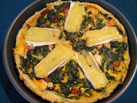 Quiche de salmón, espinacas y tomate seco. Receta