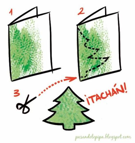 pasos para felicitación navideña o christmas, recortar abeto | pasandolopipa