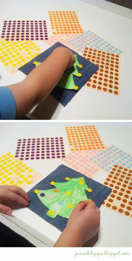 pasos para felicitación navideña o christmas, pegar gomets | pasandolopipa