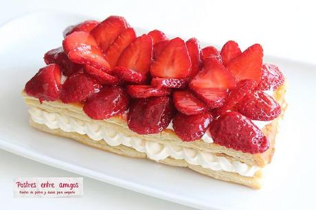 Hojaldre de fresas y nata