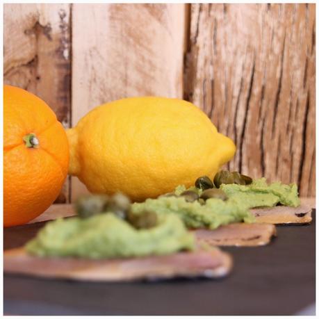 receta: filetes de sardina marinados en cítricos con guacamole y alcaparras