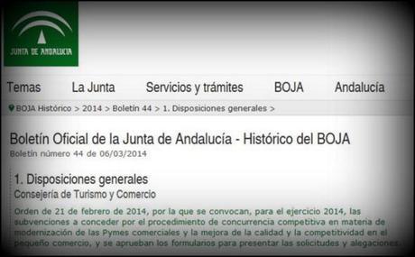 Subvenciones al pequeño comercio local en Andalucía 2014