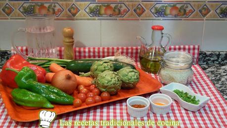 Receta de arroz caldoso de verduras