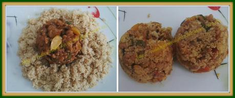 Cus-cus integral con carne picada, almendras y verduras