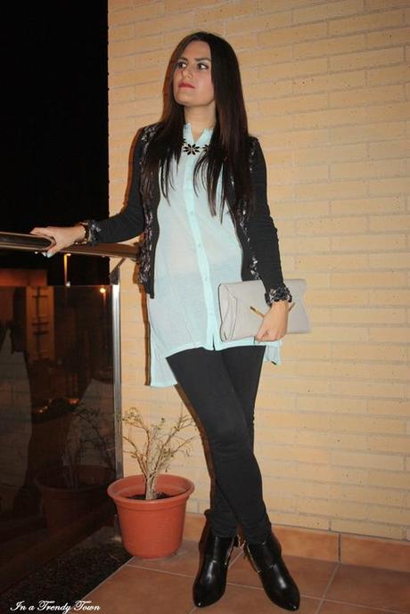 OUTFIT BLACK AND TURQUOISE 6