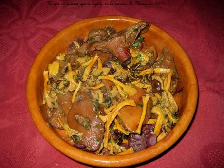 Niscalos y otras setas con Ajo y Perejil.