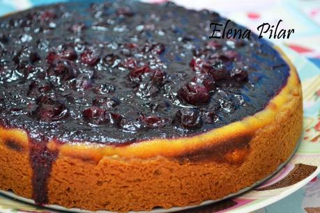 Tarta de queso neoyorkina con cobertura de arándanos frescos (Thermomix y tradicional)
