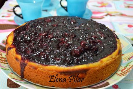 Tarta de queso neoyorkina con cobertura de arándanos frescos (Thermomix y tradicional)