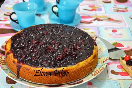 Tarta de queso neoyorkina con cobertura de arándanos frescos (Thermomix y tradicional)