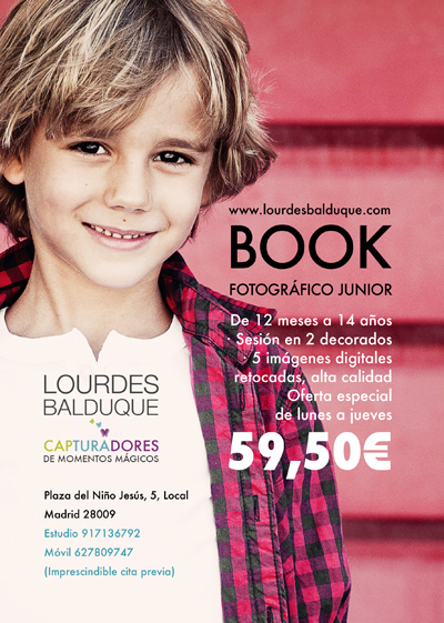 Oferta de sesión de fotos para niños en Madrid. Fotografía profesional en estudio para niños hasta 14 años