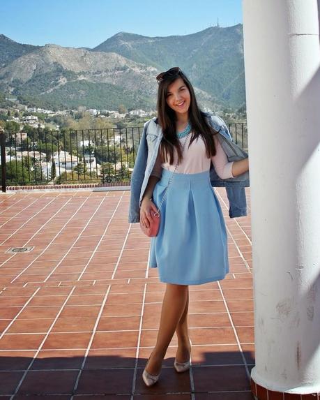 Baby blue midi skirt