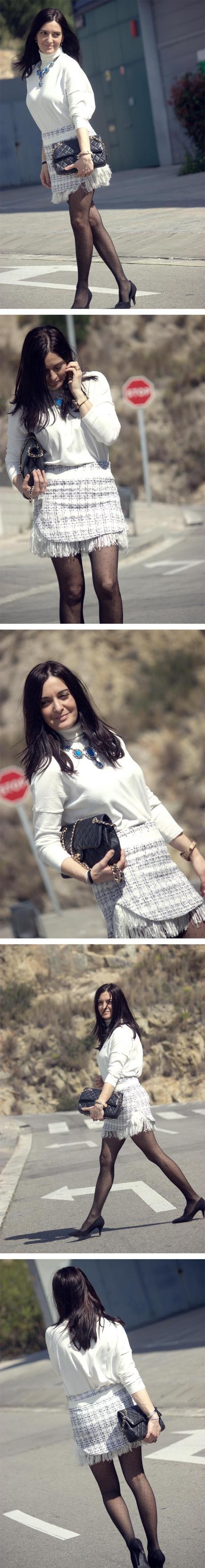 Con falda de flecos Con falda de flecos