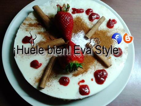 Semifrío de arroz con leche y fresas