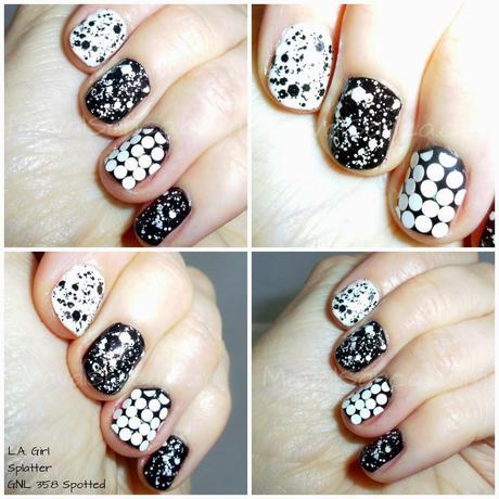 Spotted L.A Girl Splatter - Manicura en blanco y negro