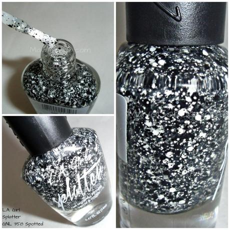 Spotted L.A Girl Splatter - Manicura en blanco y negro