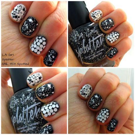 Spotted L.A Girl Splatter - Manicura en blanco y negro