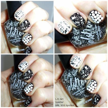 Spotted L.A Girl Splatter - Manicura en blanco y negro