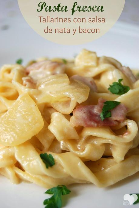 Cómo hacer Pasta fresca: Tallarines con salsa de nata y bacon Cómo hacer Pasta fresca: Tallarines con salsa de nata y bacon