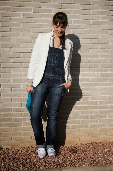 Peto vaquero, blanco y turquesa