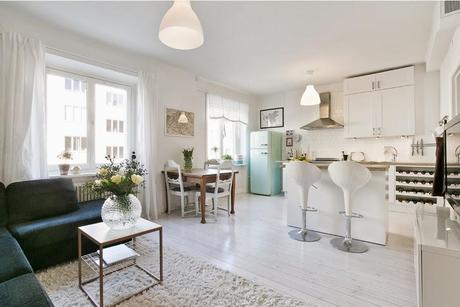 Estilo nórdico con una decoración en colores pastel y turquesa