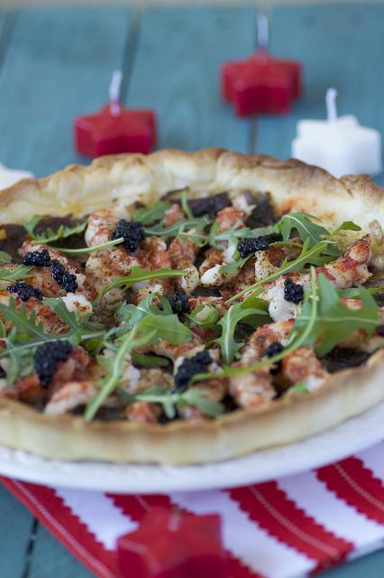 Tarta de langostinos con rúcula Tarta de Langostinos con Rúcula