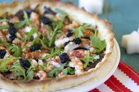 Tarta de langostinos con rúcula Tarta de Langostinos con Rúcula