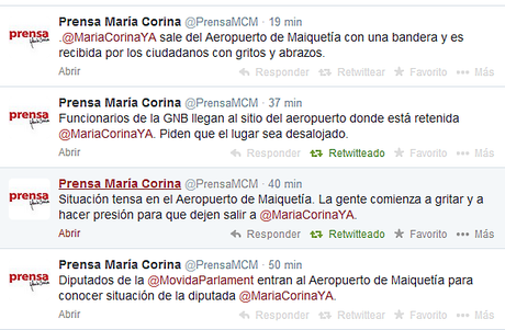 María Corina llega a Venezuela desde U.S.