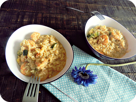 Risotto de calabacín y gambas