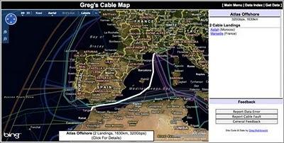 Greg's Cable Map, mapa interactivo de los cables submarinos de comunicaciones