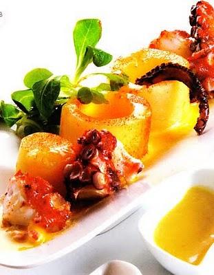 Pulpo con alioli de frutas