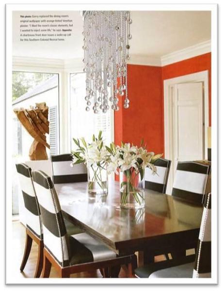 Black and white stripes + Bold wall color = perfection