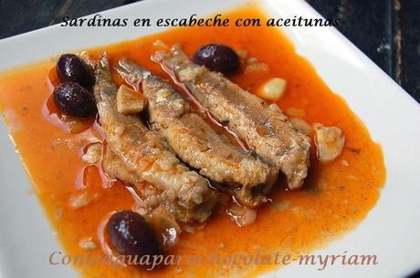 SARDINAS EN ESCABECHE CON ACEITUNAS.