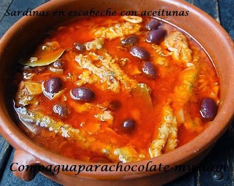 SARDINAS EN ESCABECHE CON ACEITUNAS.