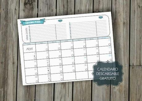 Calendario blogger para imprimir ABRIL Descargar calendario gratis