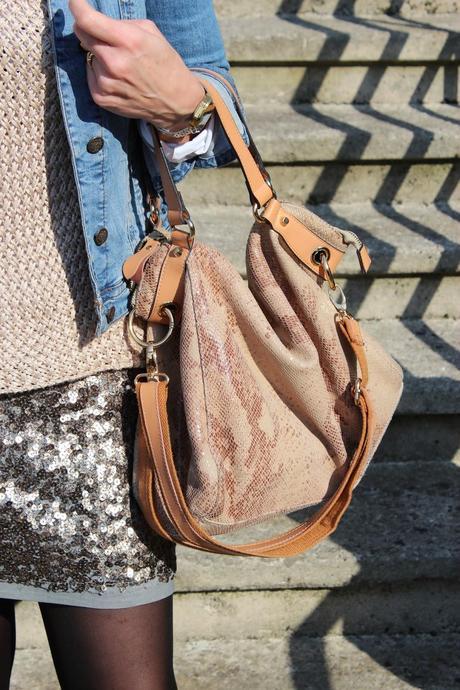 MIS LOOKS - FALDA DE PAILETTES CON CAZADORA VAQUERA