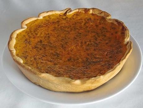 Tarta de calabaza, cebolla y ajos tiernos