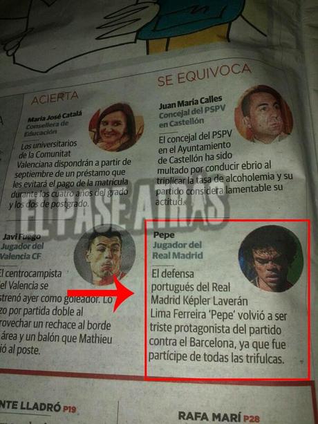 No te pierdas lo que ha publicado un diario valenciano de Pepe tras ser pisado por Busquets