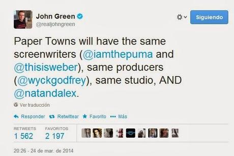 NOVEDADES: John Green confirma adaptación de Paper Towns