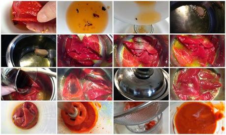 Sorpresa de Bacalao sobre Coulis de Piquillos.