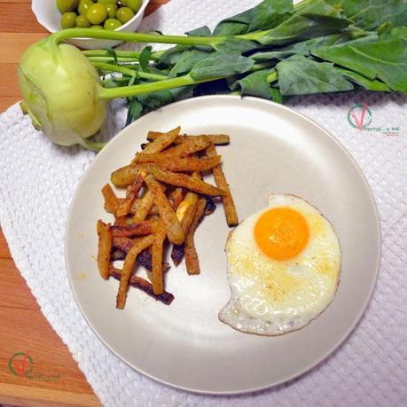 Bastones de colinabo al horno.