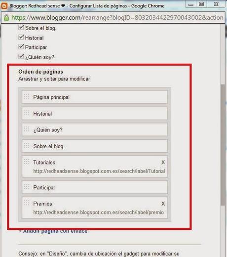 Cómo poner páginas en Blogger.