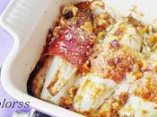 Endibias envueltas jamón gorgonzola gratinadas