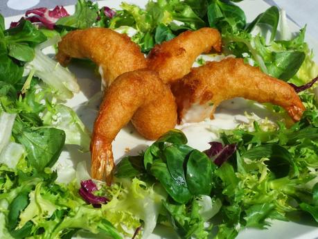 Langostinos Orly al vino blanco