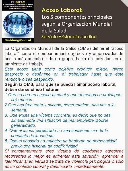 Los 5 componentes principales del acoso laboral según la Organización Mundial de la Salud