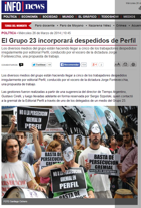 El Grupo 23 incorporará despedidos de Perfil   Infonews   Un mundo  muchas voces