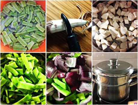 CREMA DE YUCA CON JUDÍAS VERDES Y CEBOLLA