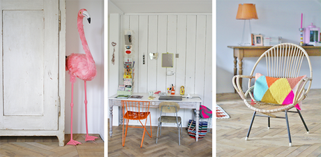 Collage vivienda colores, mobiliario que decora las distintas estancias copia