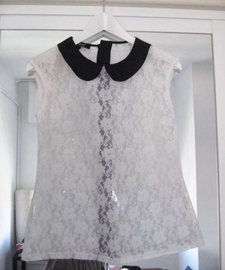 Top Blanco transparencias, talla S