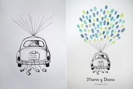 Coche globos huellas dactilares