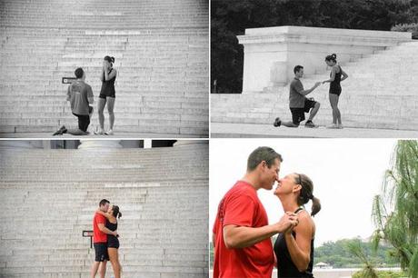 Pedida de mano haciendo deporte